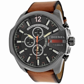 Diesel Men's Watch - Mega Chief Quartz Chronograph Black Dial Leather Strap | DZ4343