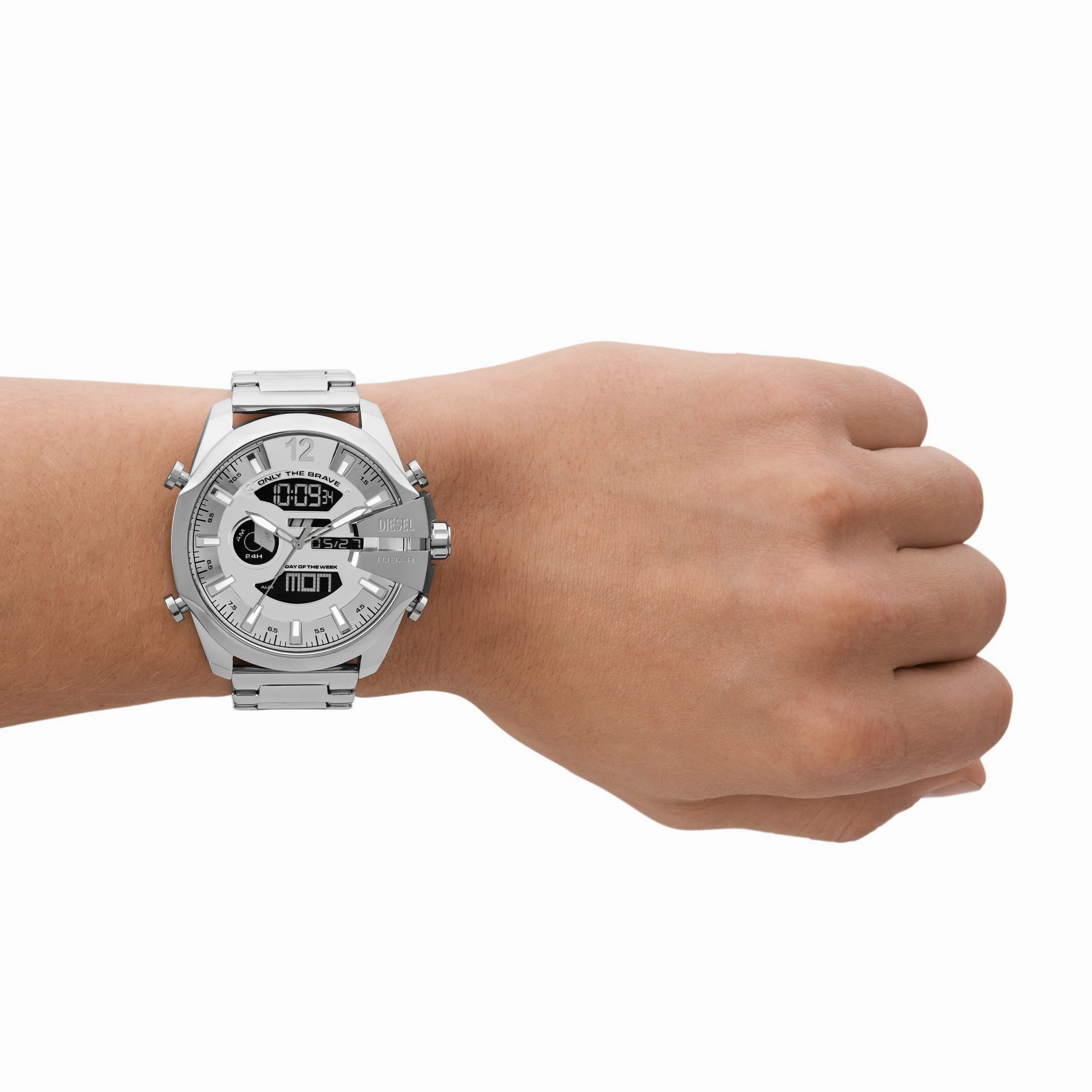 Diesel Stylish Mega Chief Ana-Digi Stainless Steel Timepiece DZ4648
