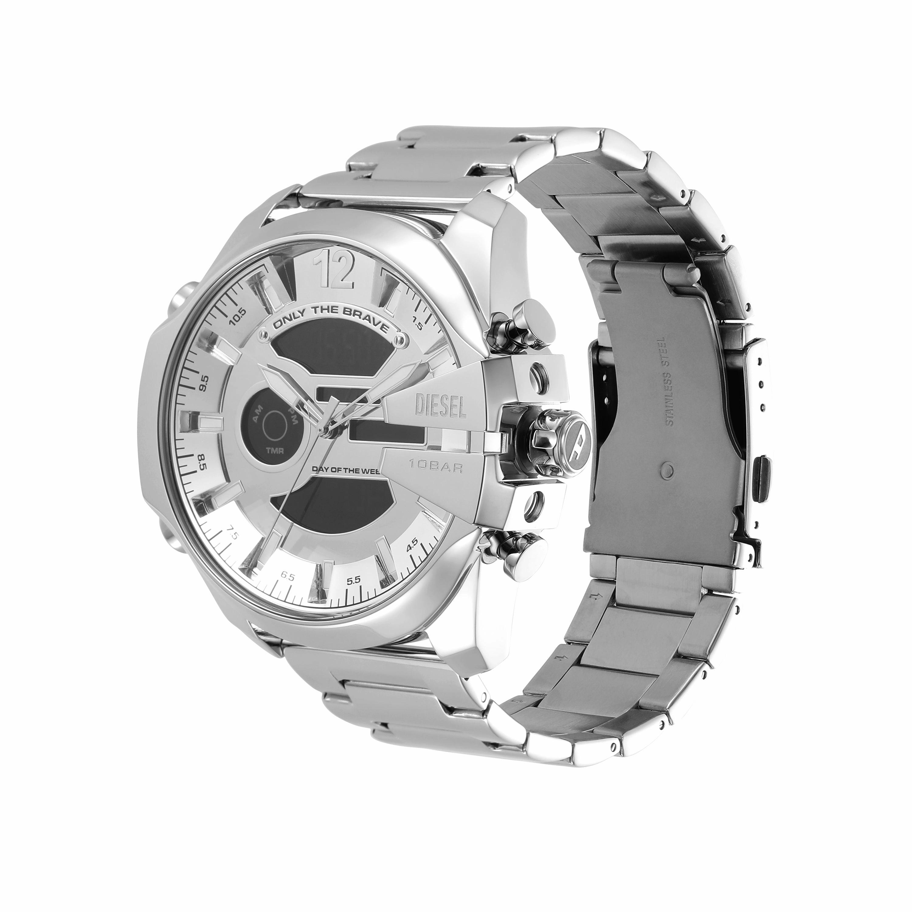 Diesel Stylish Mega Chief Ana-Digi Stainless Steel Timepiece DZ4648