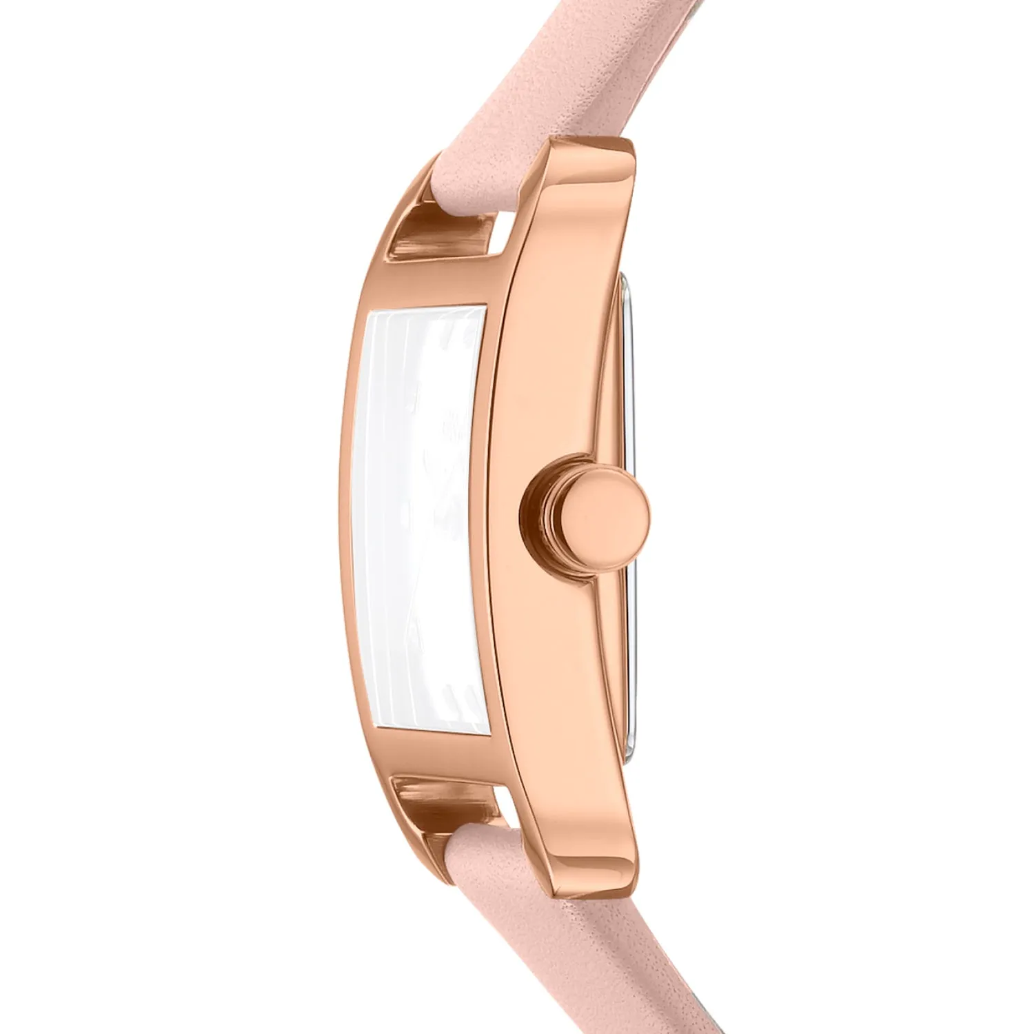 DKNY City Midi Silver Dial Pink Leather Strap Watch DK1L004L0035