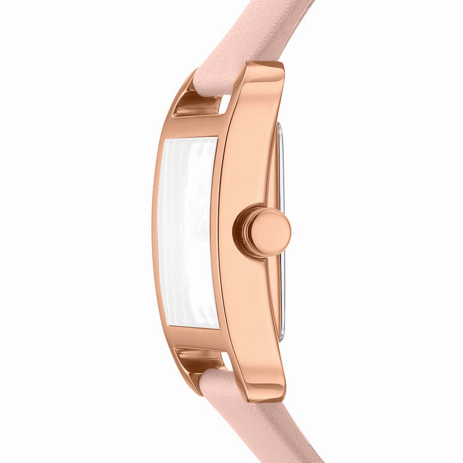 DKNY City Midi Silver Dial Pink Leather Strap Watch DK1L004L0035