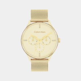 Dress Women Gold Dial Multi-Function Mesh Watch 25200372