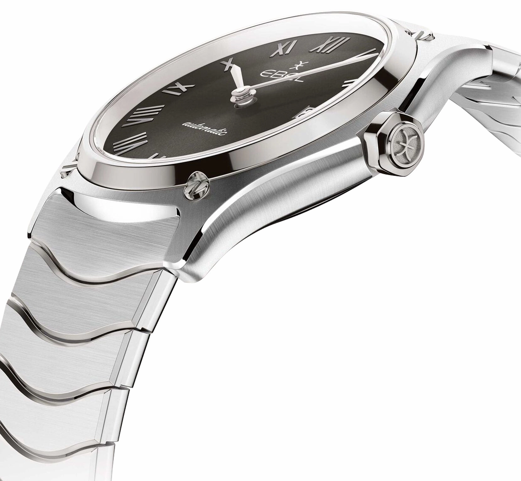 Ebel Sport Classic Automatic Stainless Steel Gray Dial Date Mens Watch 1216431