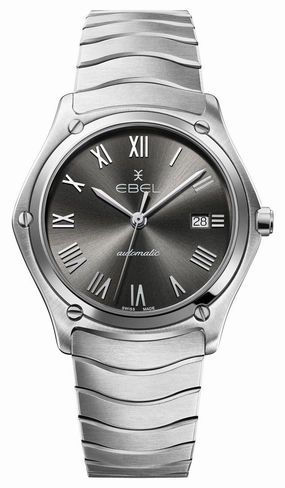 Ebel Sport Classic Automatic Stainless Steel Gray Dial Date Mens Watch 1216431