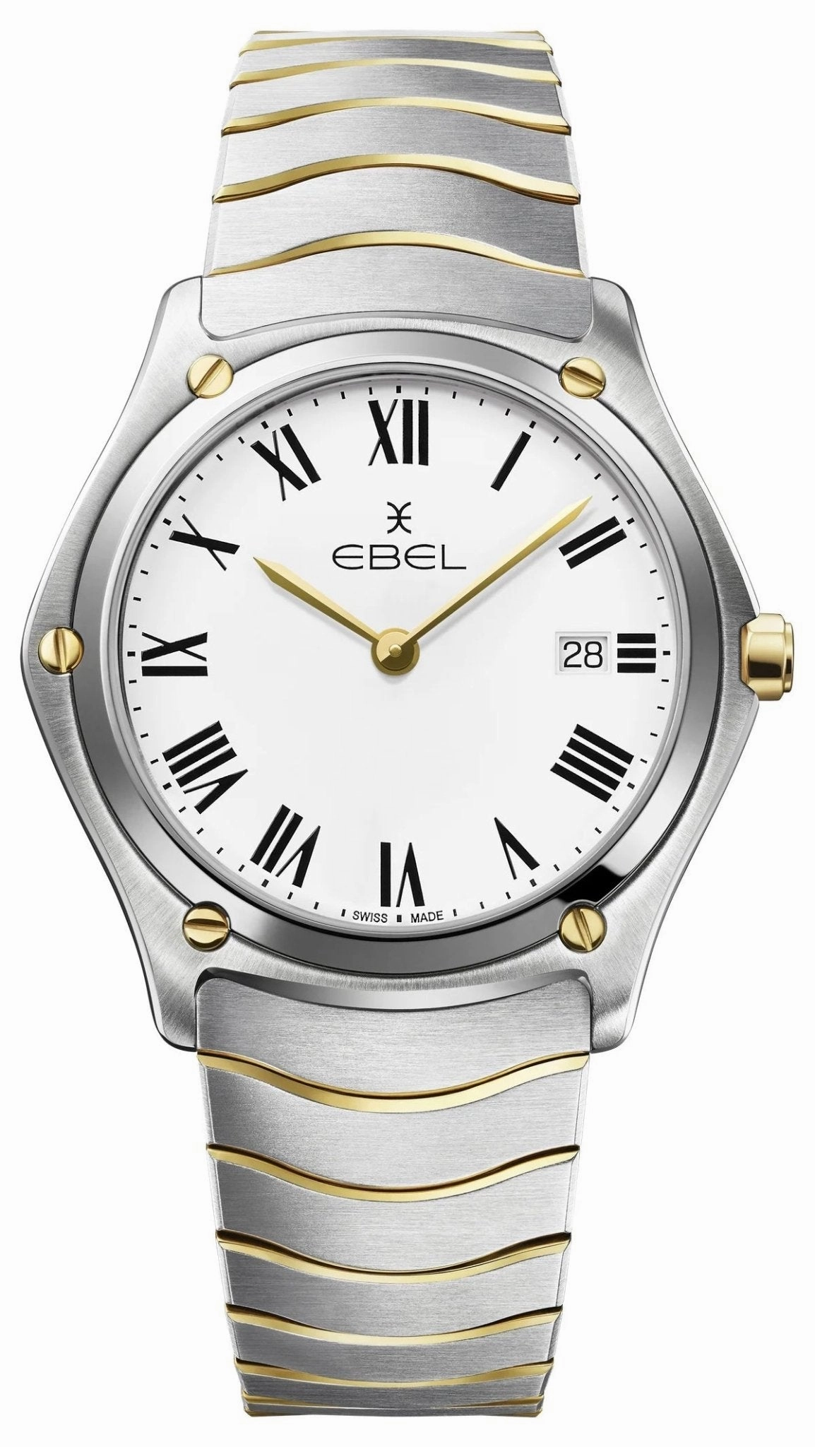 Ebel Sport Classic Stainless Steel & Gold White Dial Date Quartz Mens Watch 1216567