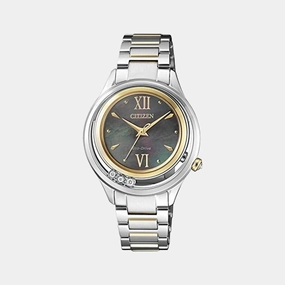 Eco-Drive Women Black Dial Analog Stainless Steel Watch EM0518-86Y