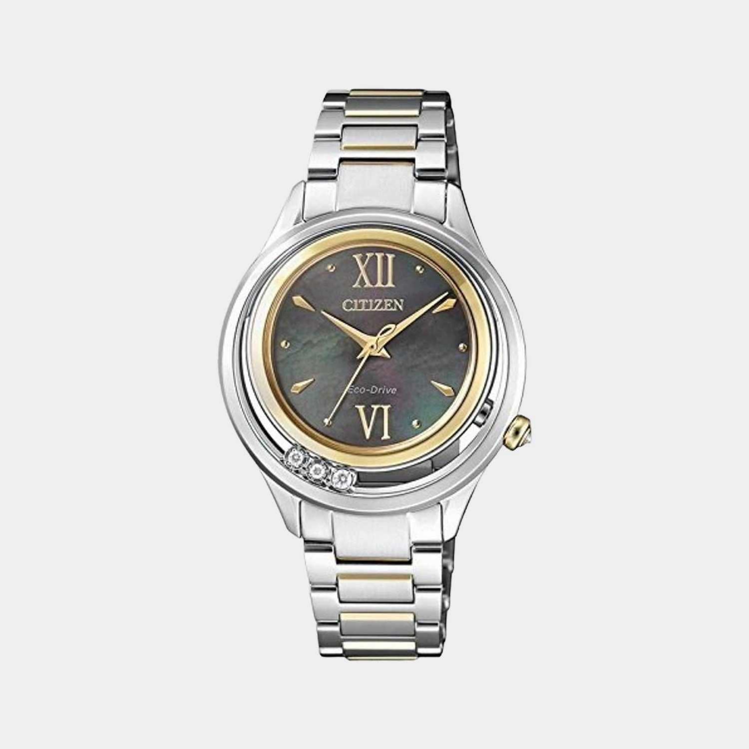 Eco-Drive Women Black Dial Analog Stainless Steel Watch EM0518-86Y