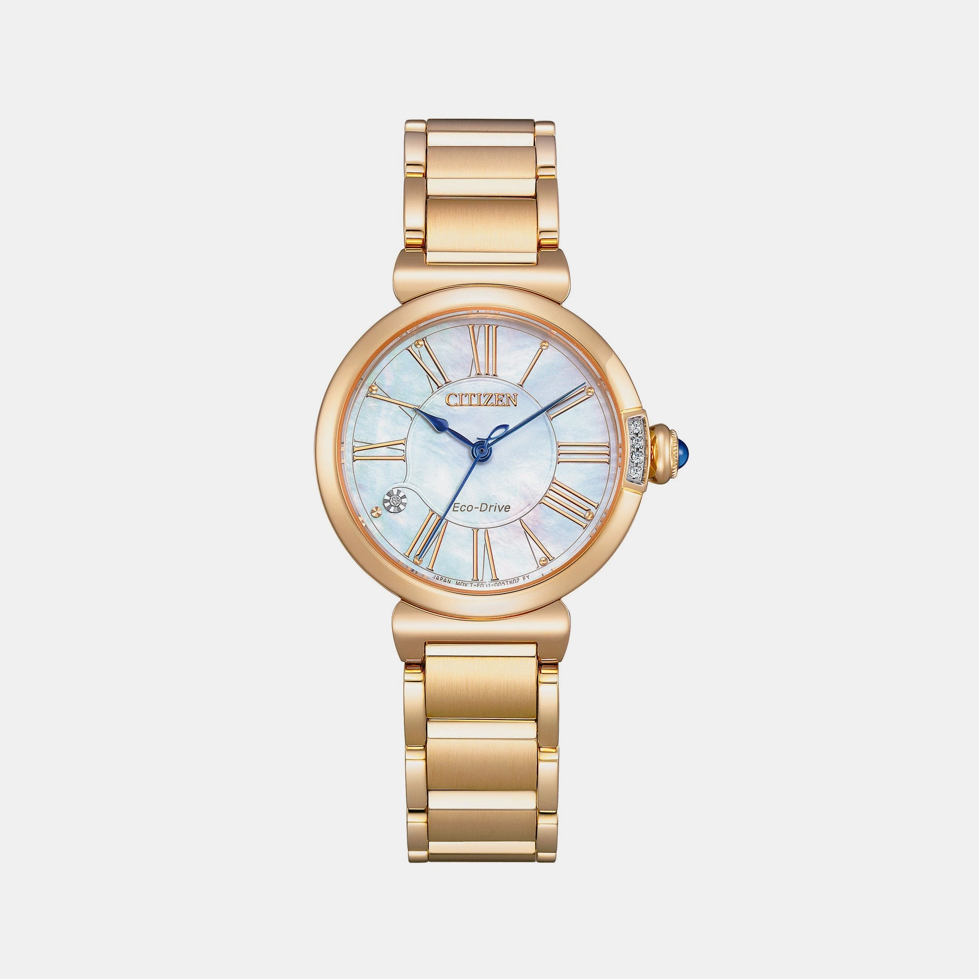 Eco-Drive Women Blue Mother Of Pearl Dial Analog Stainless Steel Watch EM1063-89D