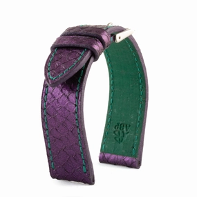 Eco-friendly "Upcycling"" watch strap - Purple salmon