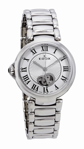 Edox LaPassion Open Heart Stainless Steel Silver Dial Ladies Automatic Watch 85025-3M-ARN