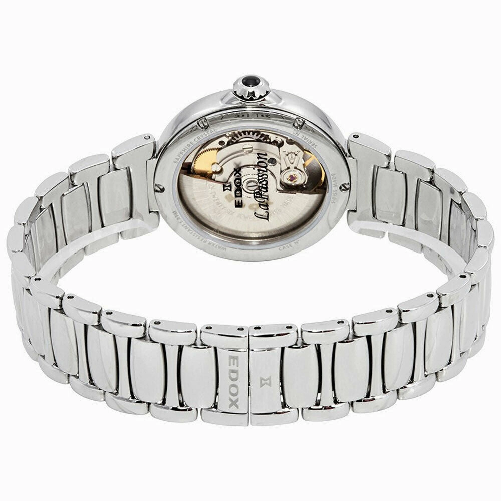 Edox LaPassion Open Heart Stainless Steel Silver Dial Ladies Automatic Watch 85025-3M-ARN