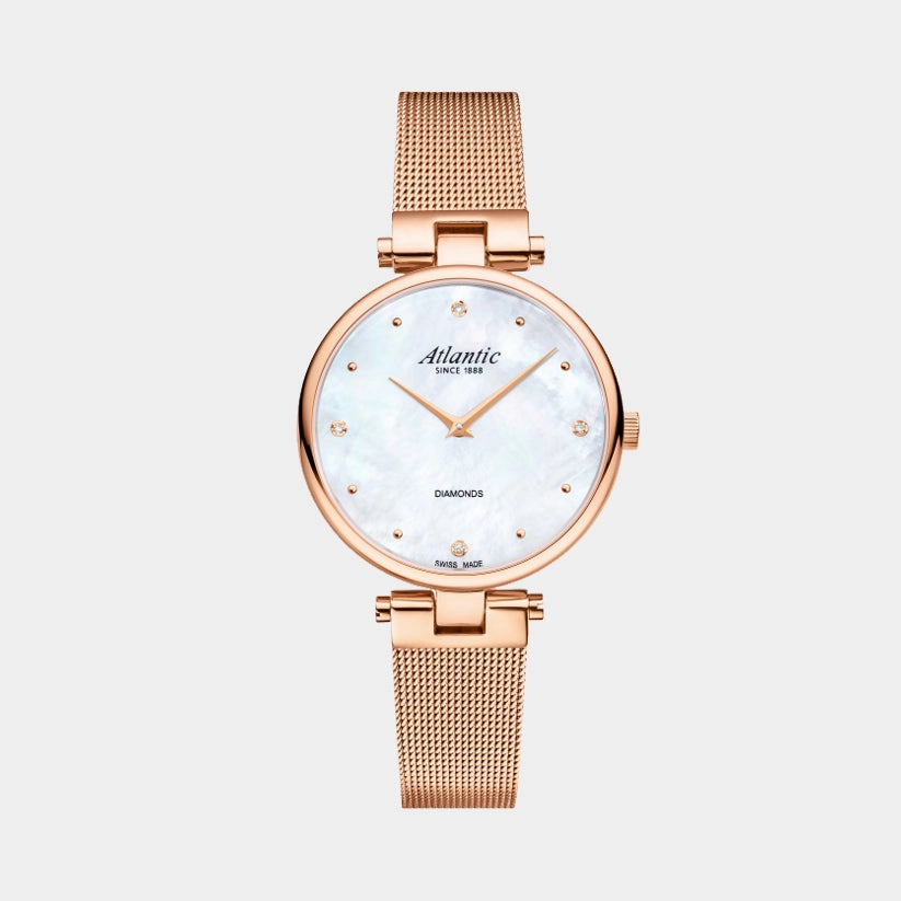 Elegance Royal Diamonds Women Quartz Mother of Pearl Dial Analog Mesh Watch 29044.44.07RMB