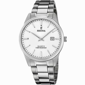 Elegant Festina F20511/2 Men's Classic Silver Steel Watch