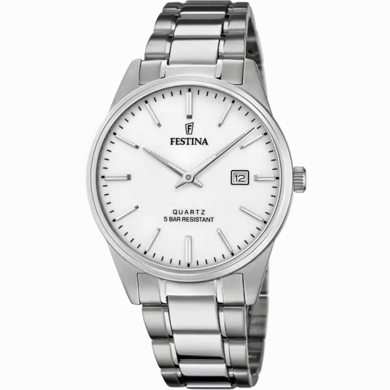 Elegant Festina F20511/2 Men's Classic Silver Steel Watch