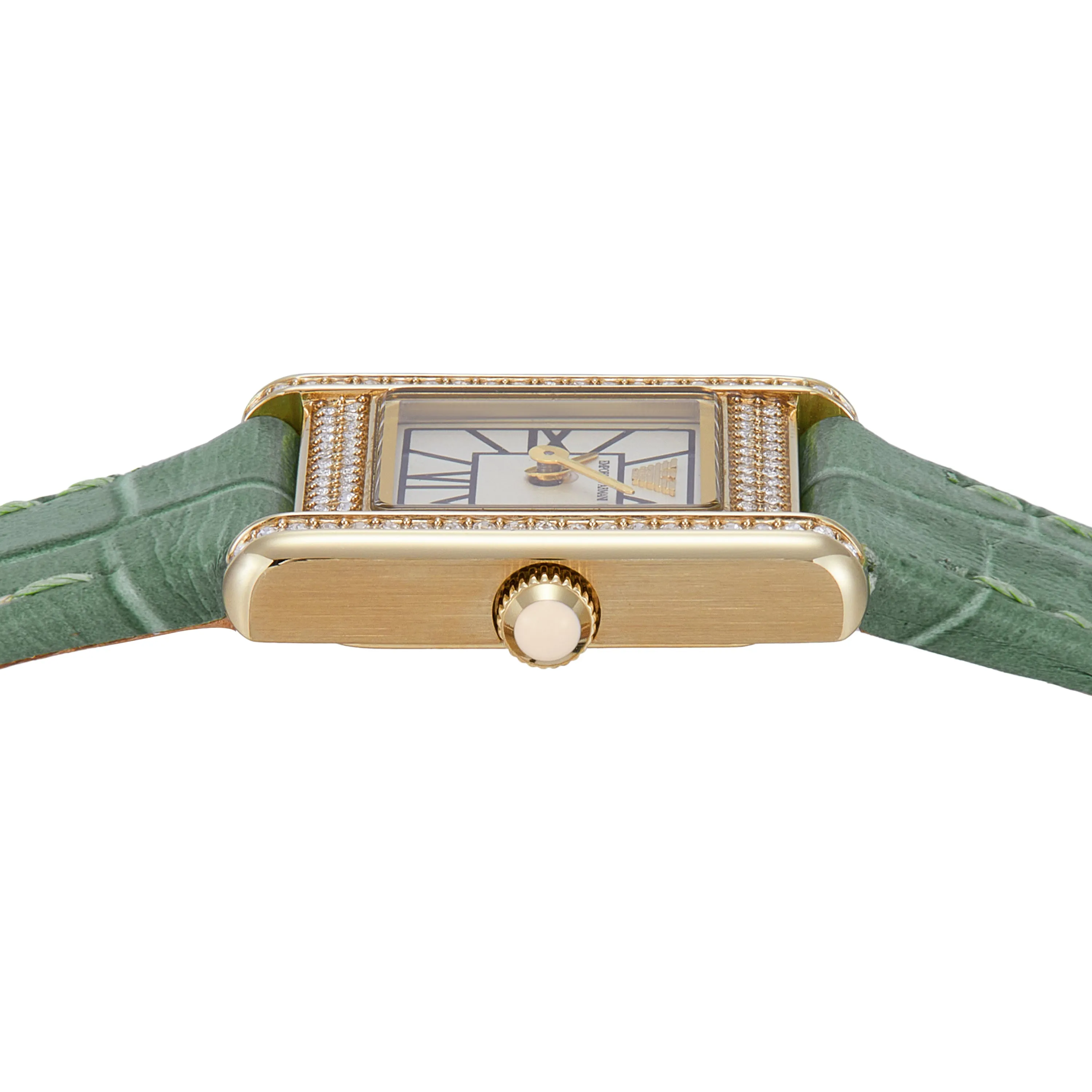 Emporio Armani Two-Hand White Dial Green Leather Strap Watch AR11661