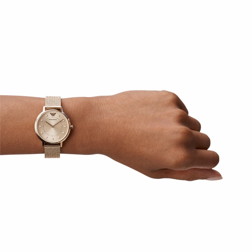 Emporio Armani Women's Two-Hand Pink Stainless Steel Watch AR11129