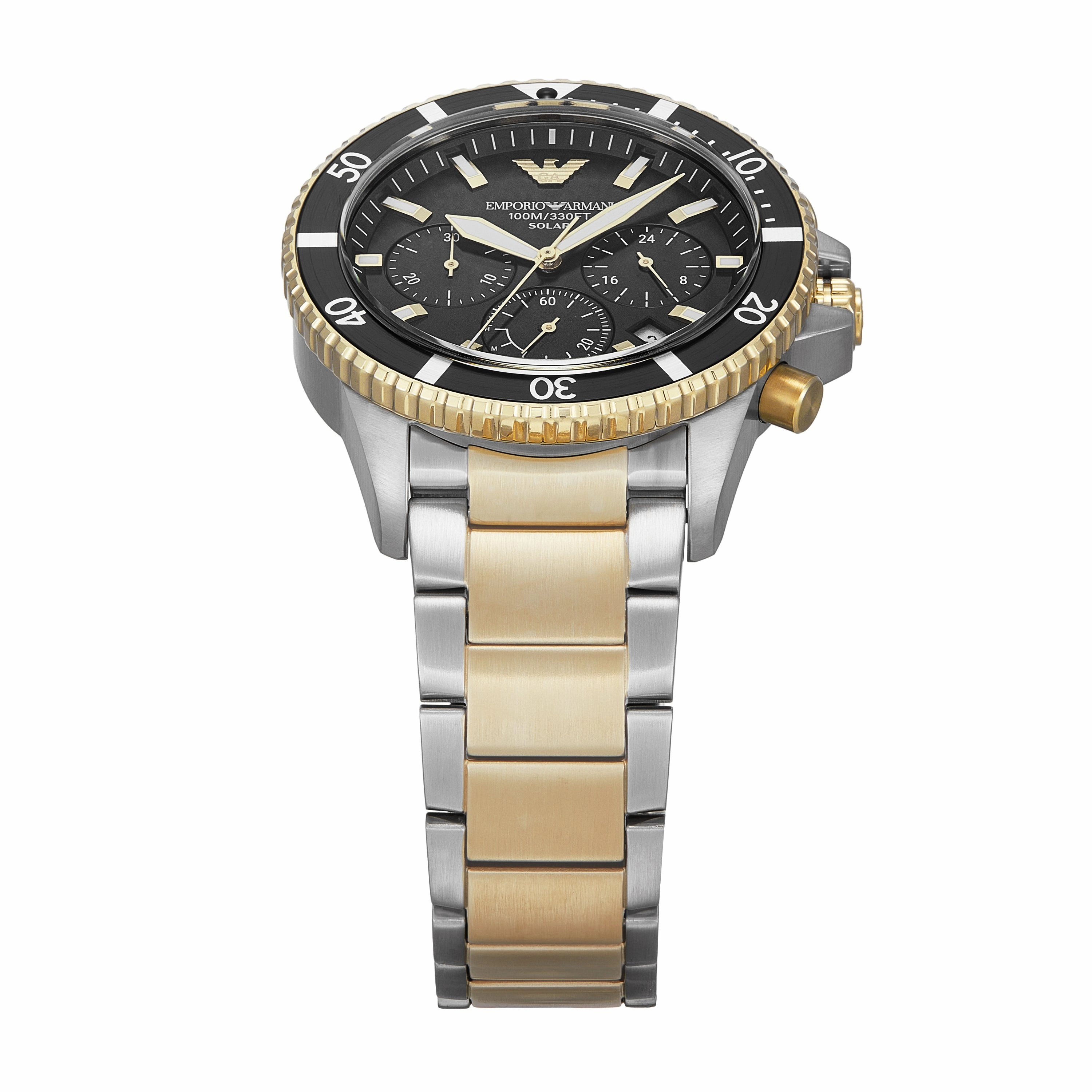 Emporio Armani World Explorer Solar Black Dial Stainless Steel Watch AR11680