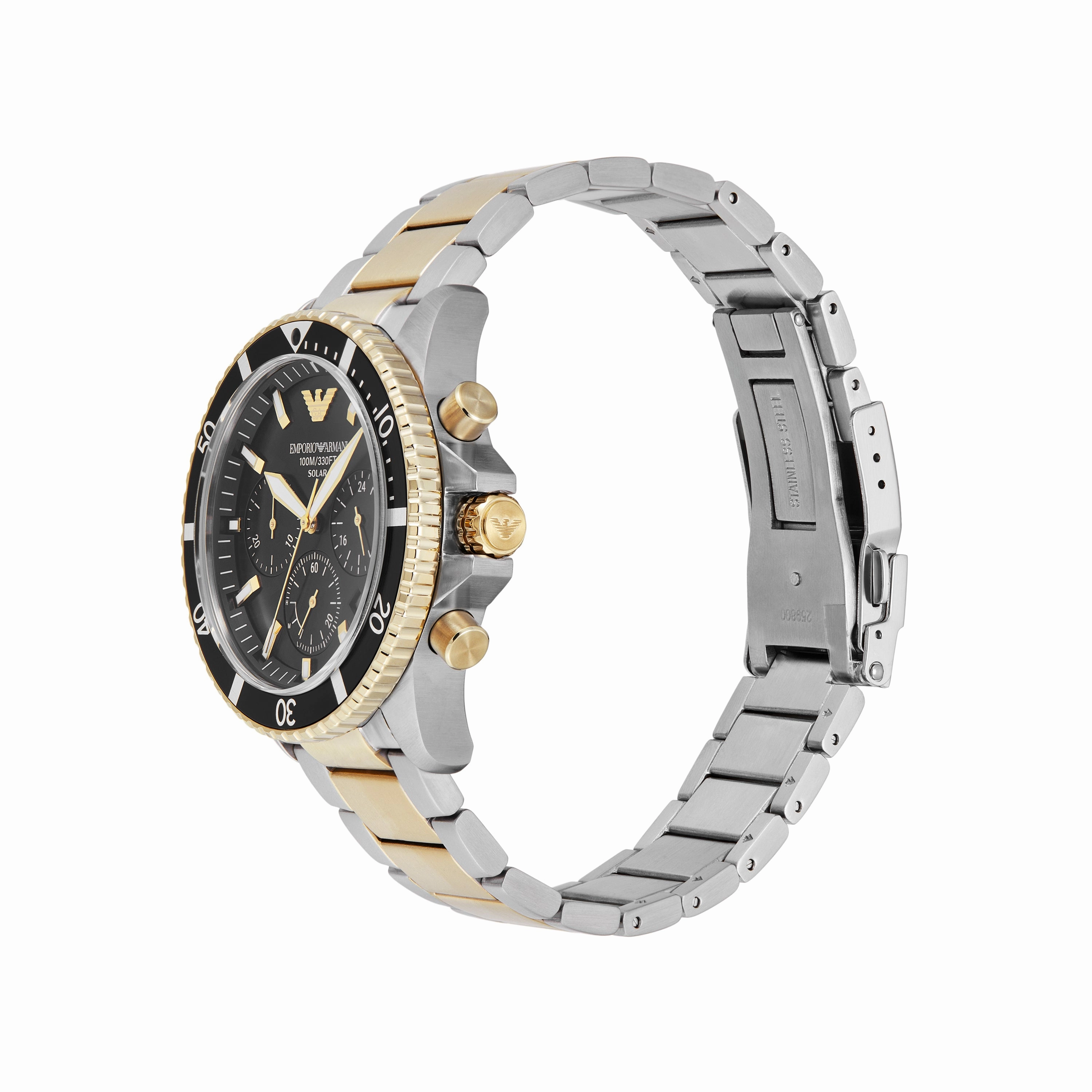 Emporio Armani World Explorer Solar Black Dial Stainless Steel Watch AR11680
