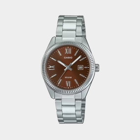 Enticer Ladies Women Quartz Brown Dial Analog Stainless Steel Watch LTP-1302DD-5AVDF A2362