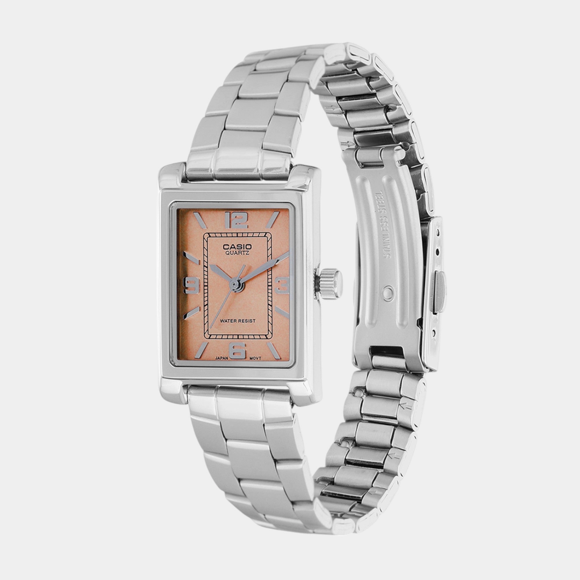 Enticer Women Quartz Peach Dial Analog Stainless Steel Watch LTP-1234DD-4ADF A2355