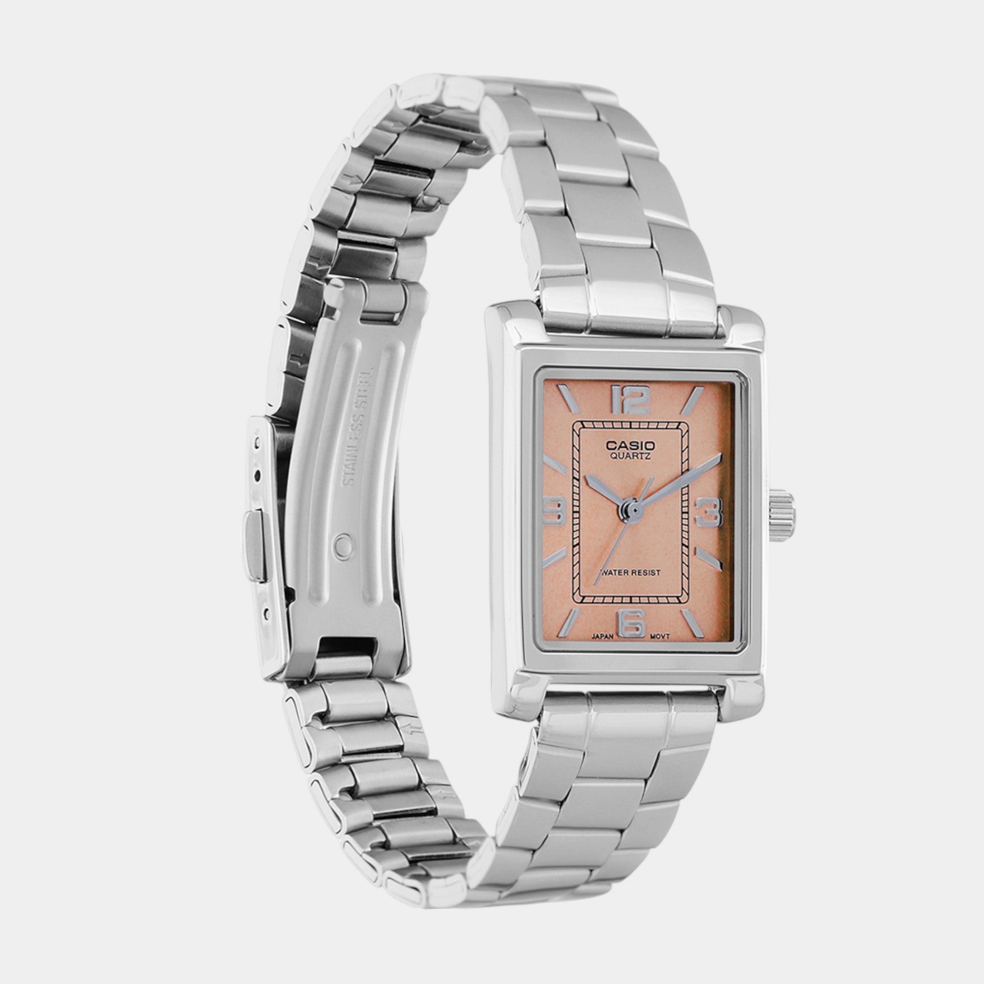 Enticer Women Quartz Peach Dial Analog Stainless Steel Watch LTP-1234DD-4ADF A2355