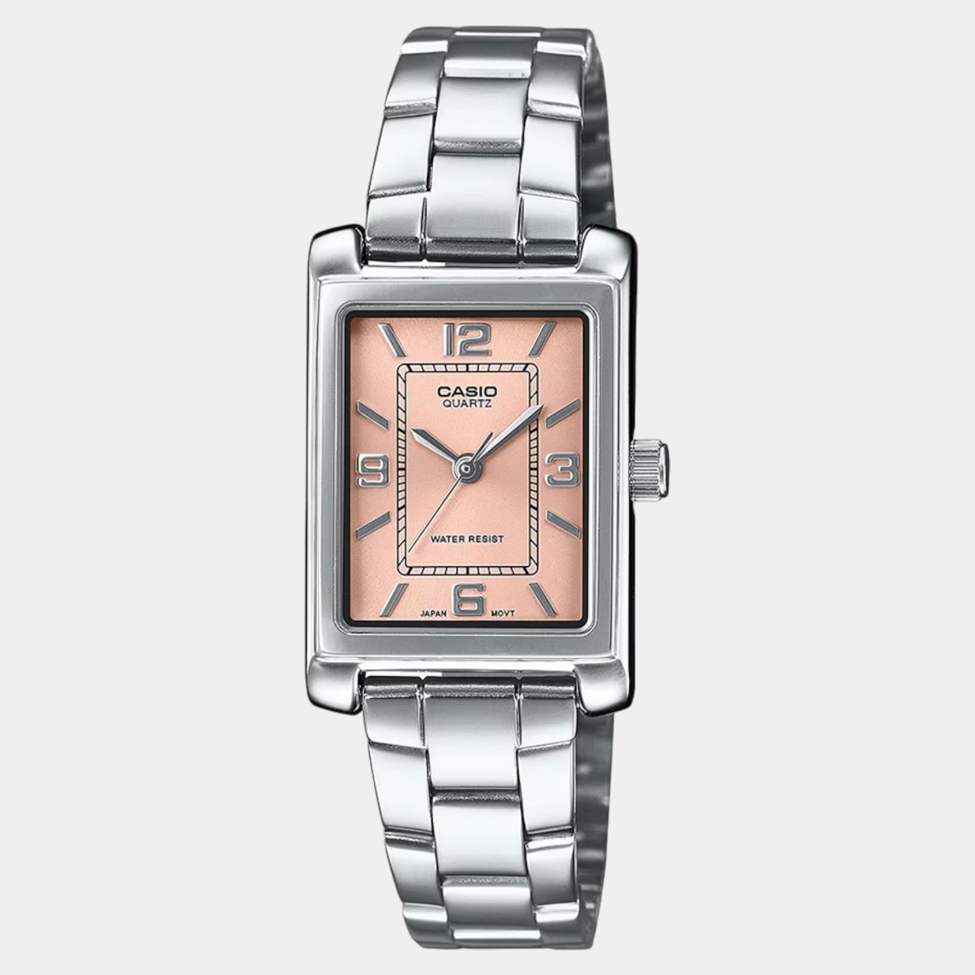 Enticer Women Quartz Peach Dial Analog Stainless Steel Watch LTP-1234DD-4ADF A2355