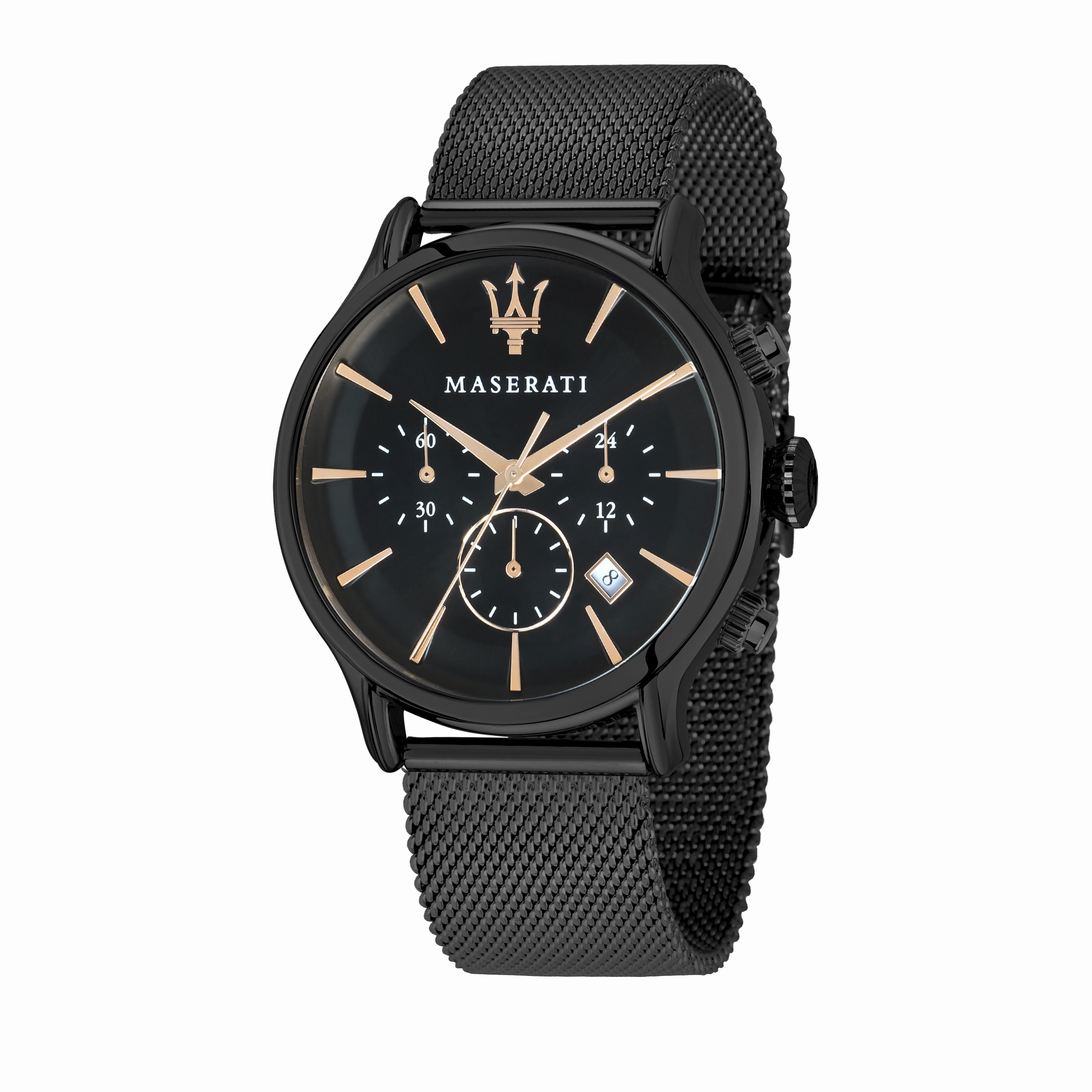 EPOCA 42mm Black Steel Mesh Watch