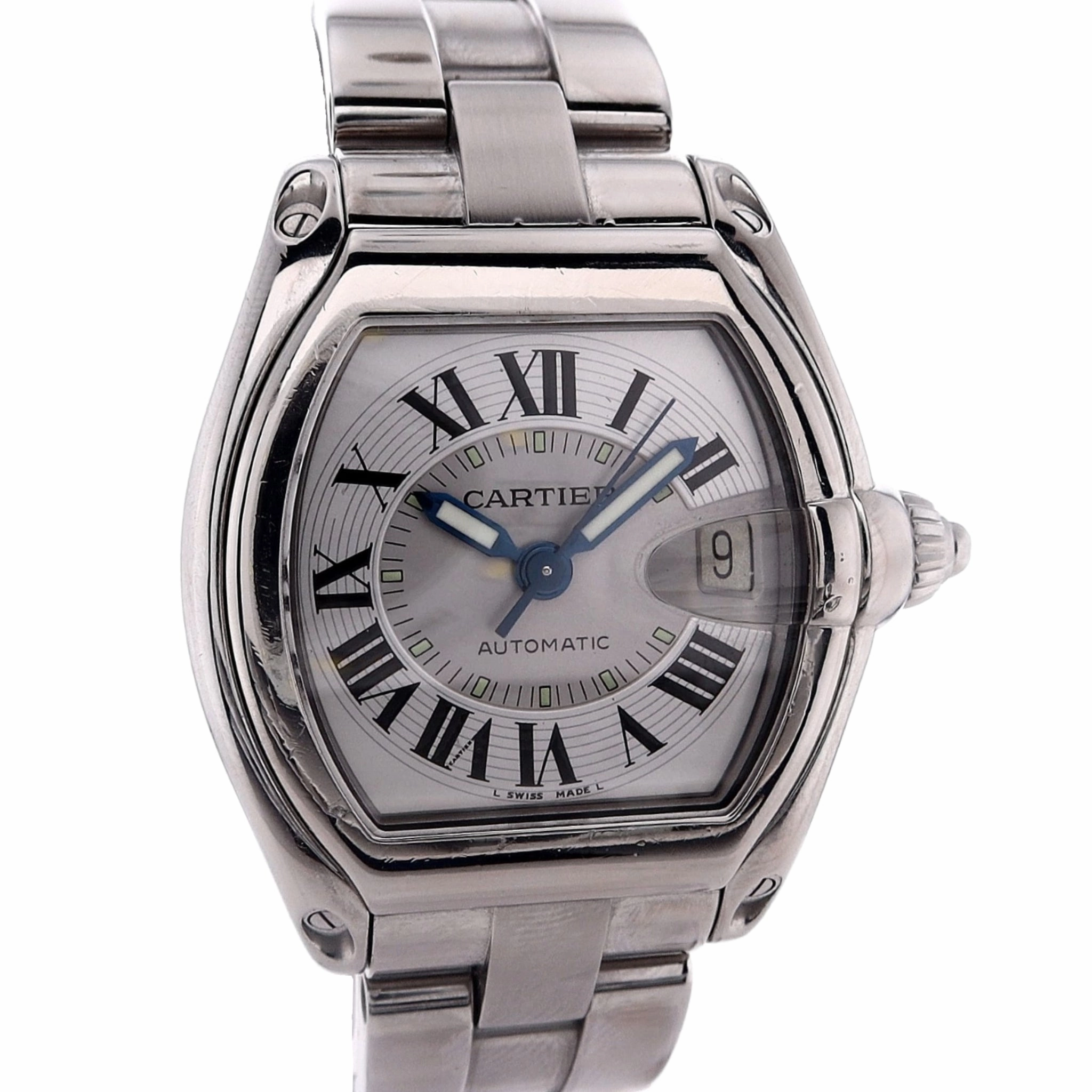 Estate Cartier Stainless Steel Roadster Silver Roman Dial 2510