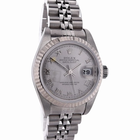 Estate Rolex Stainless Steel And 18 Karat White Gold OPDJ Rhodium Roman Dial 79174 W/Box & Papers C.2004