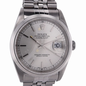 Estate Rolex Stainless Steel Gents Oyster perpetual Datejust Silver Dial Smooth Bezel Jubilee Bracelet 16200 With Box & Papers C.2002