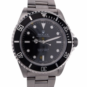 Estate Rolex Stainless Steel Oyster Perpetual Submariner Black Dial Black Bezel 14060 With Box And Paper C.1996