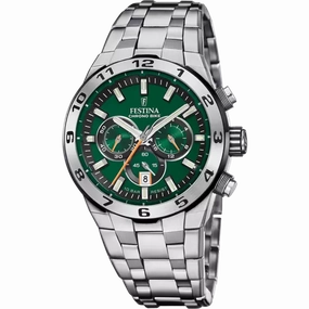 Festina Chrono Bike Green Dial Stainless Steel Strap Men's Watch F20670/2