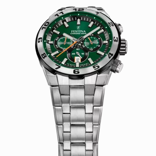 Festina Chrono Bike Green Dial Stainless Steel Strap Men's Watch F20670/2