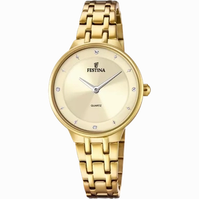 Festina Elegance and Durability Women's Watch with Beige Dial and Stainless Steel Strap F20601/2