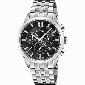 Festina Swiss Made Black Dial Stainless Steel Bracelet Men's Watch F20040/4