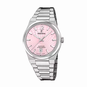 Festina Swiss Made Pink Dial Stainless Steel Bracelet Women's Watch F20052/3