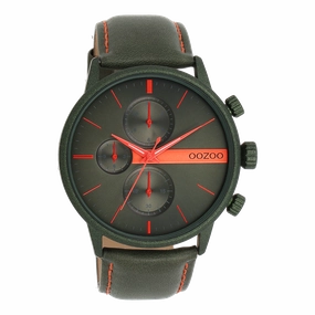 Forest green OOZOO watch with leather strap - C11227