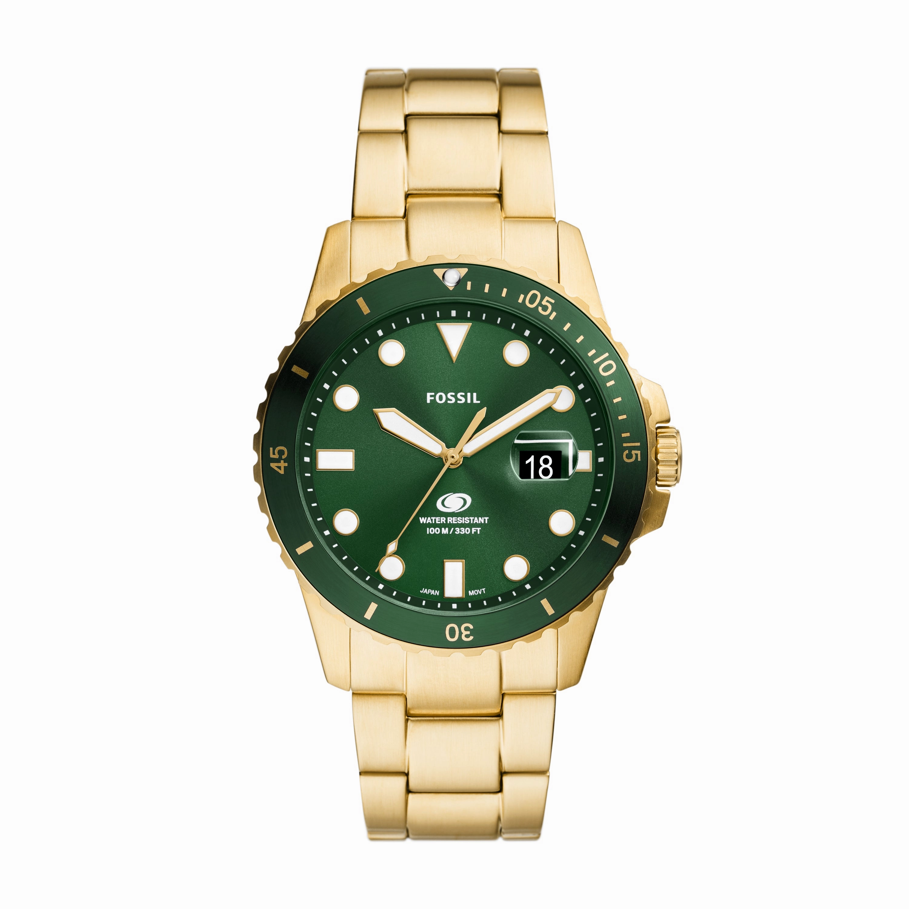 Fossil Blue Dive Three-Hand Date Gold-Tone Stainless Steel Watch