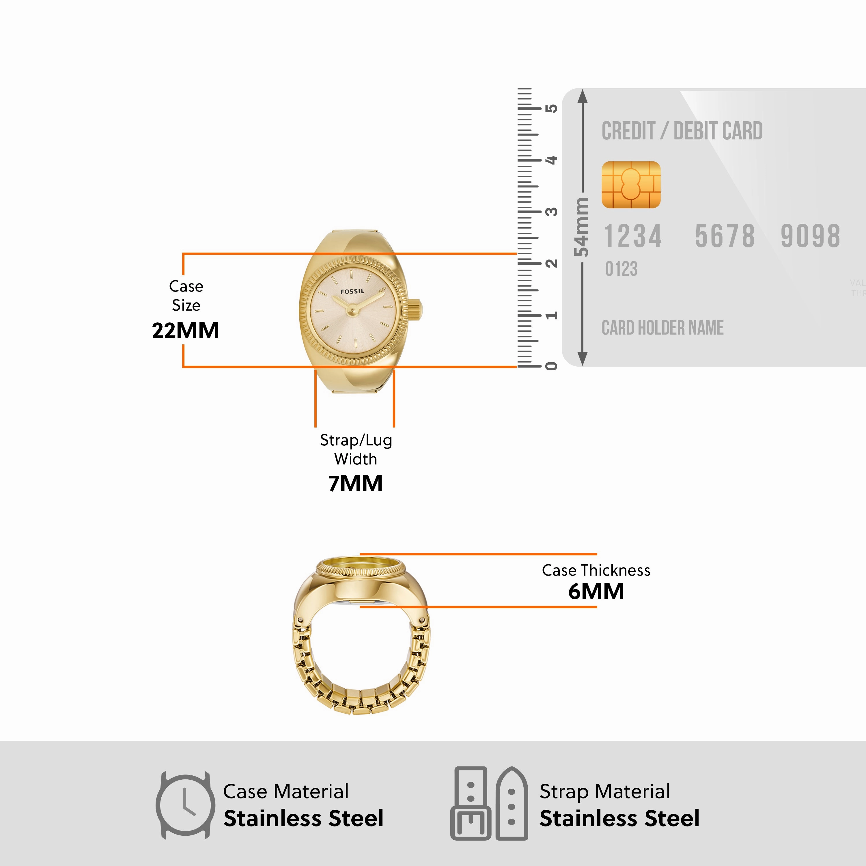 Fossil Elegance Timepiece - Gold-Toned Two-Hand Movement Ring Watch ES5246