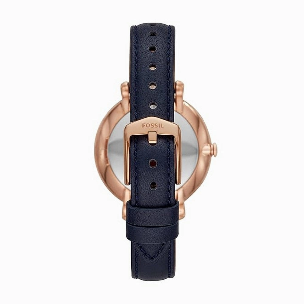 Fossil ES4673 Jacqueline Three-Hand Navy Leather Women's Watch