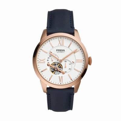 Fossil ME3171 Townsman Automatic Navy Leather Watch Unisex