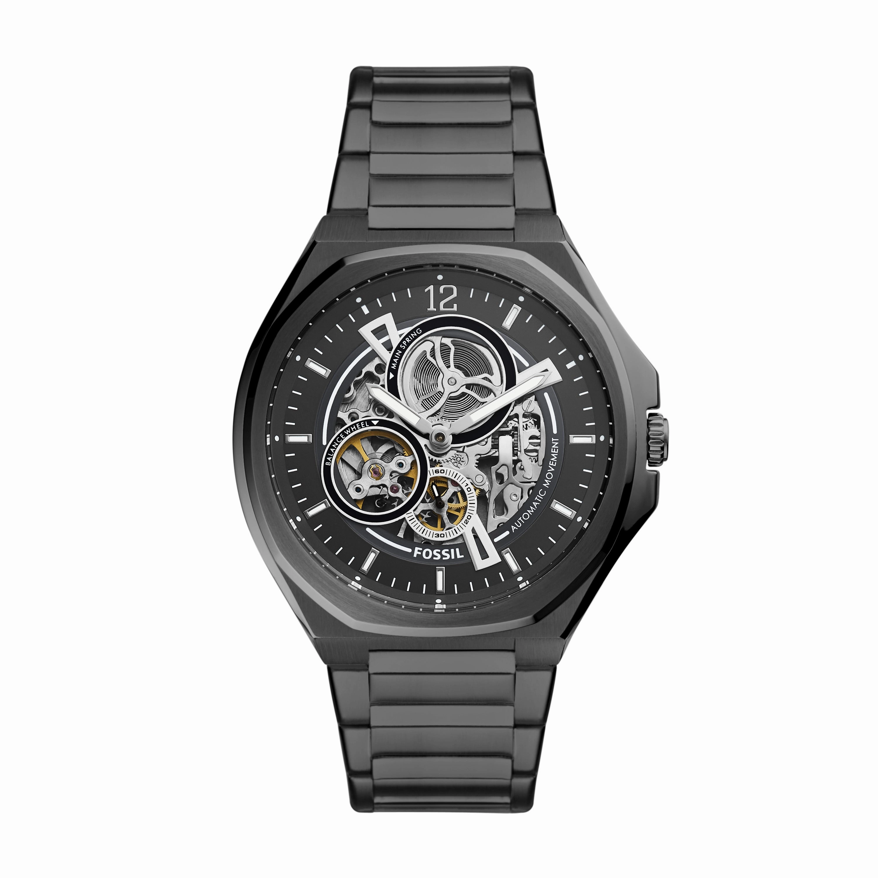 Fossil Men's Evanston Automatic, Black-Tone Stainless Steel Watch