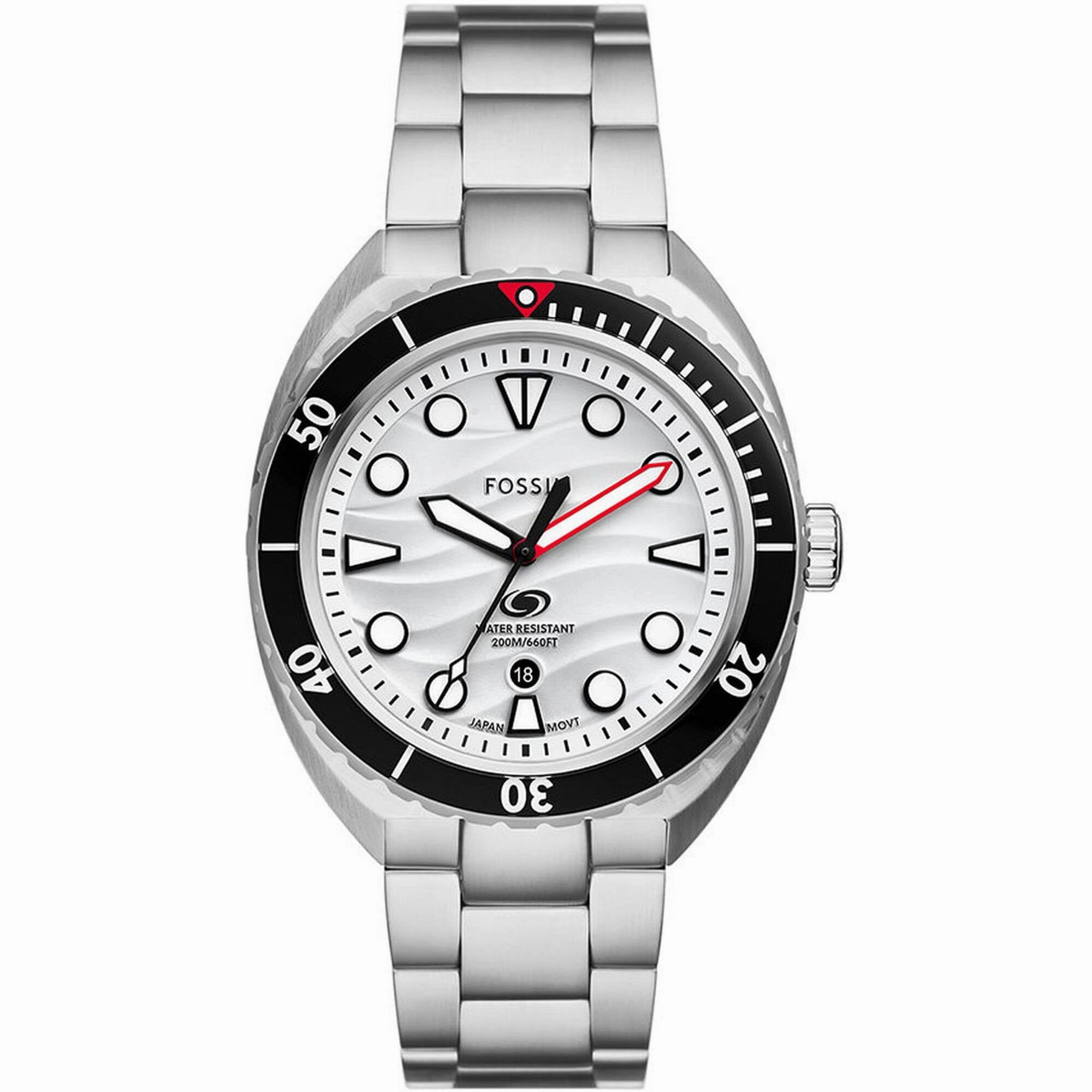 Fossil Men's Watch - Breaker White Dial Silver Stainless Steel Bracelet | FS6063