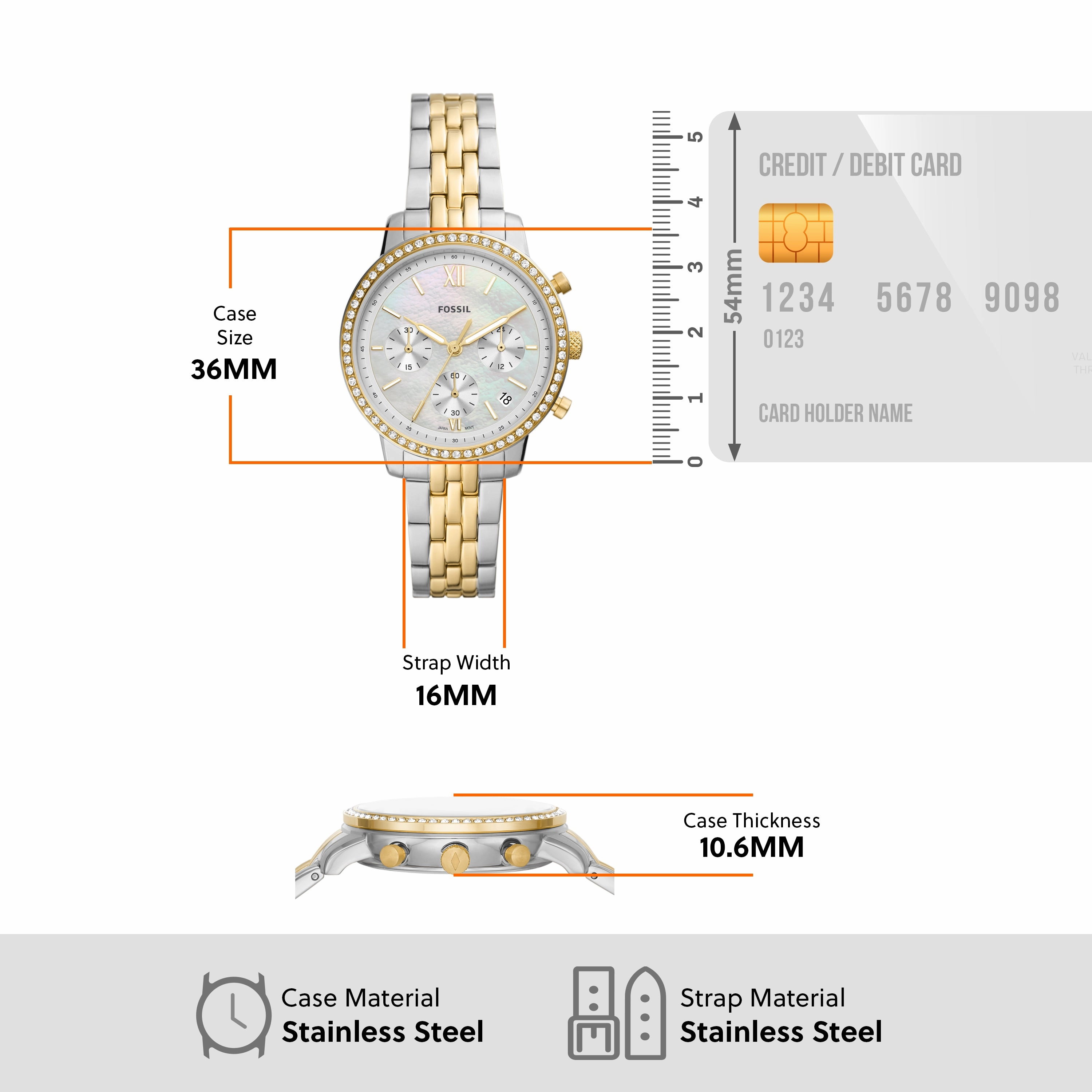Fossil Neutra Chronograph Two-Tone Stainless Steel Watch ES5216