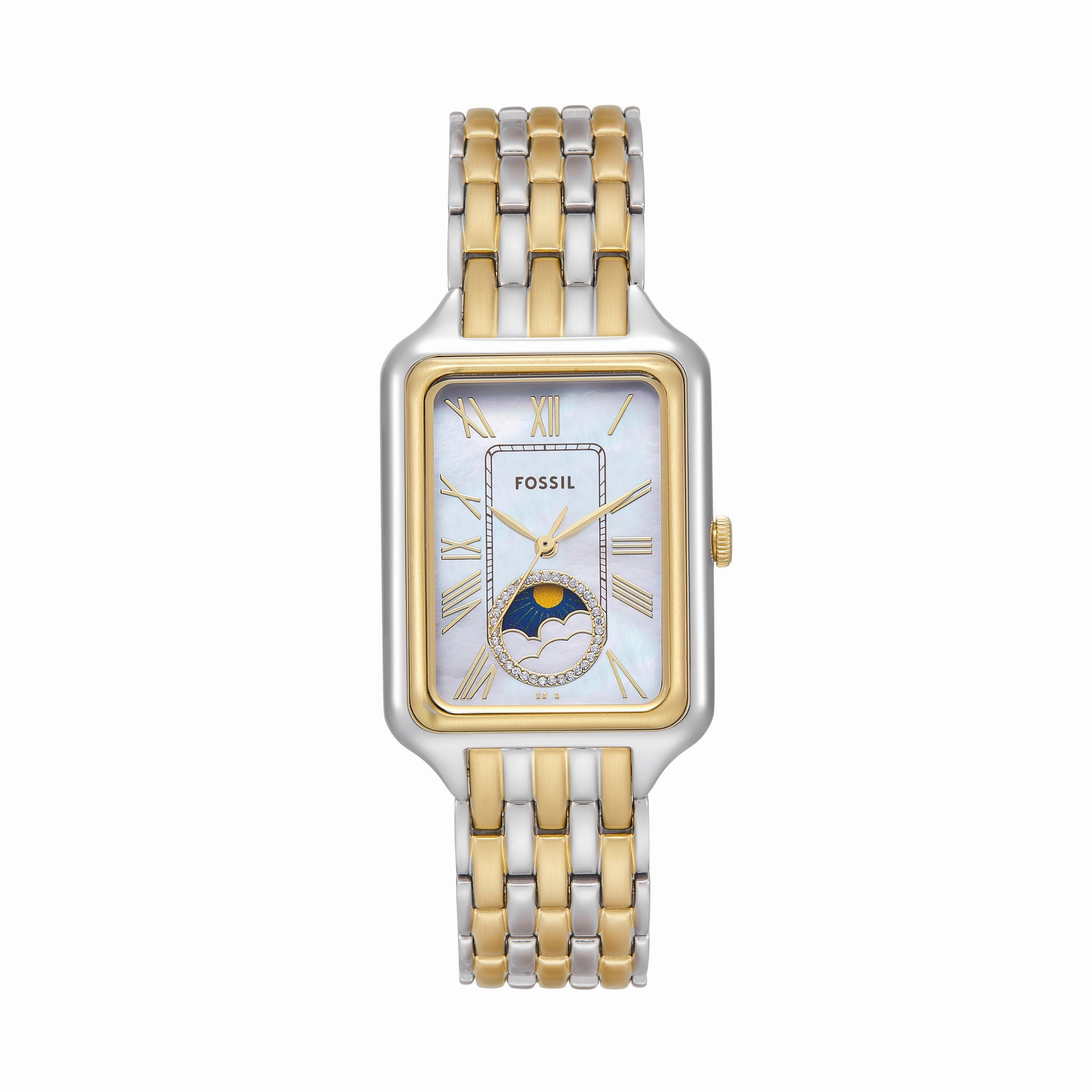 Fossil Raquel Sun Moon Multifunction Two-Tone Stainless Steel Watch ES5399