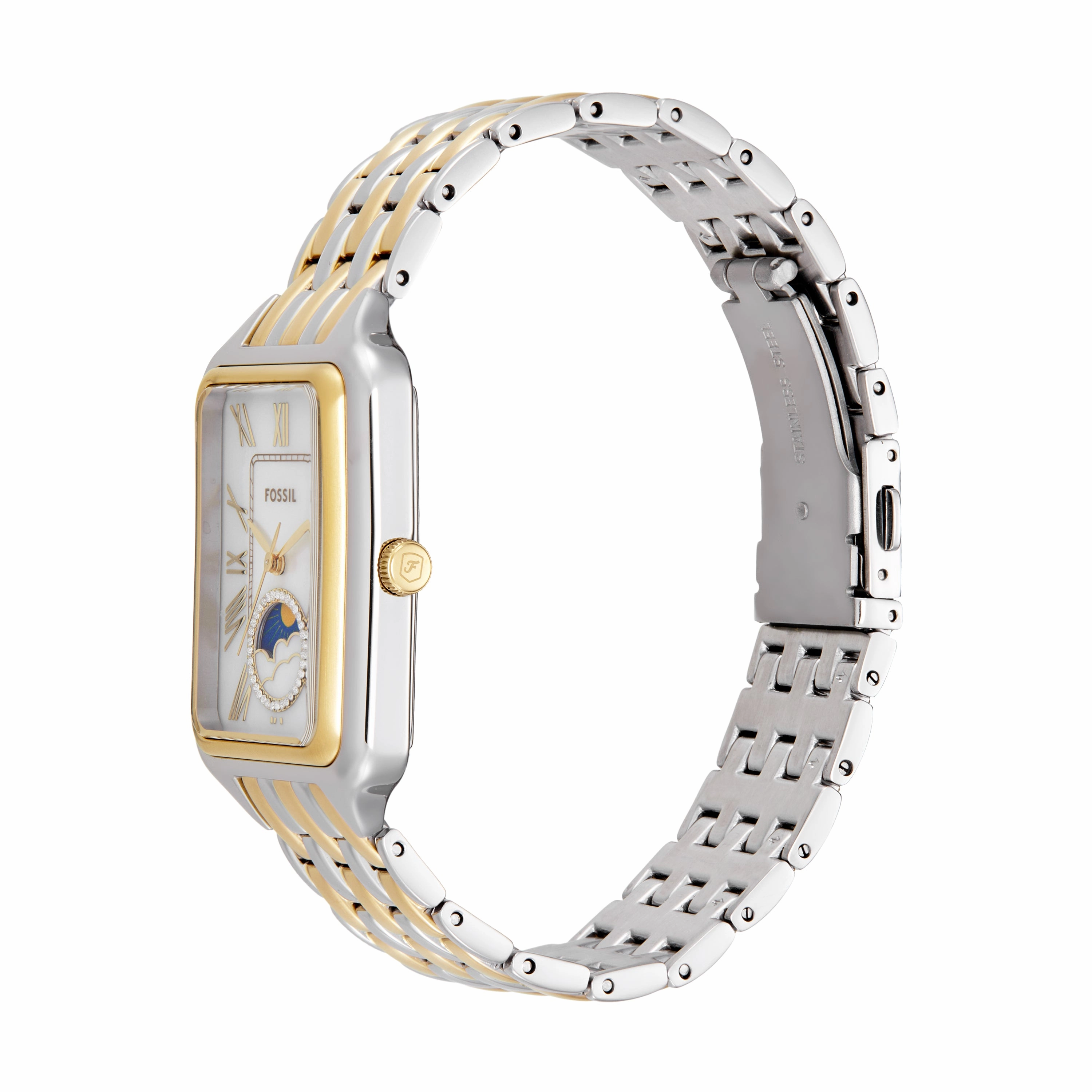 Fossil Raquel Sun Moon Multifunction Two-Tone Stainless Steel Watch ES5399