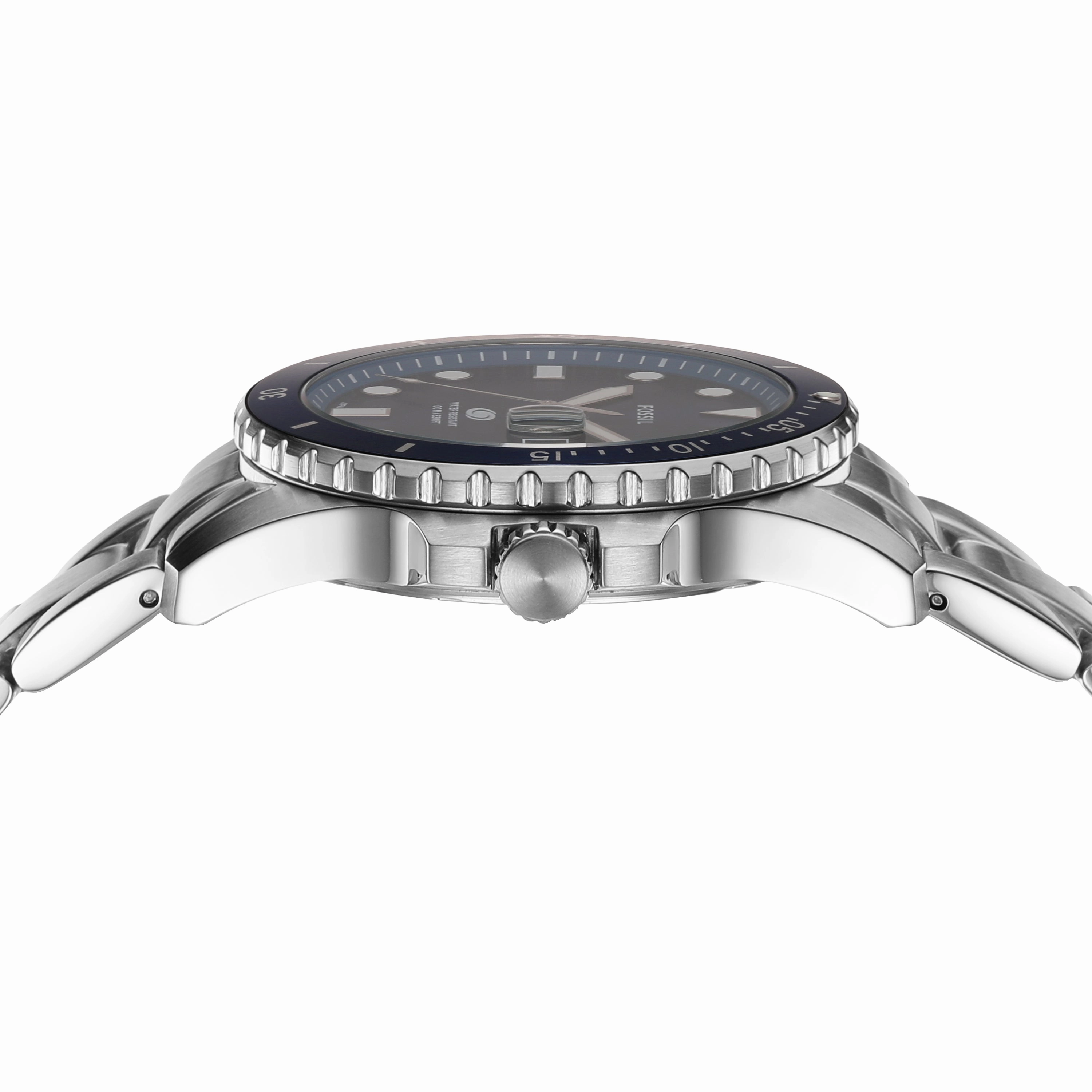 Fossil Silver Stainless Steel Blue Dial Men's Watch FS6029