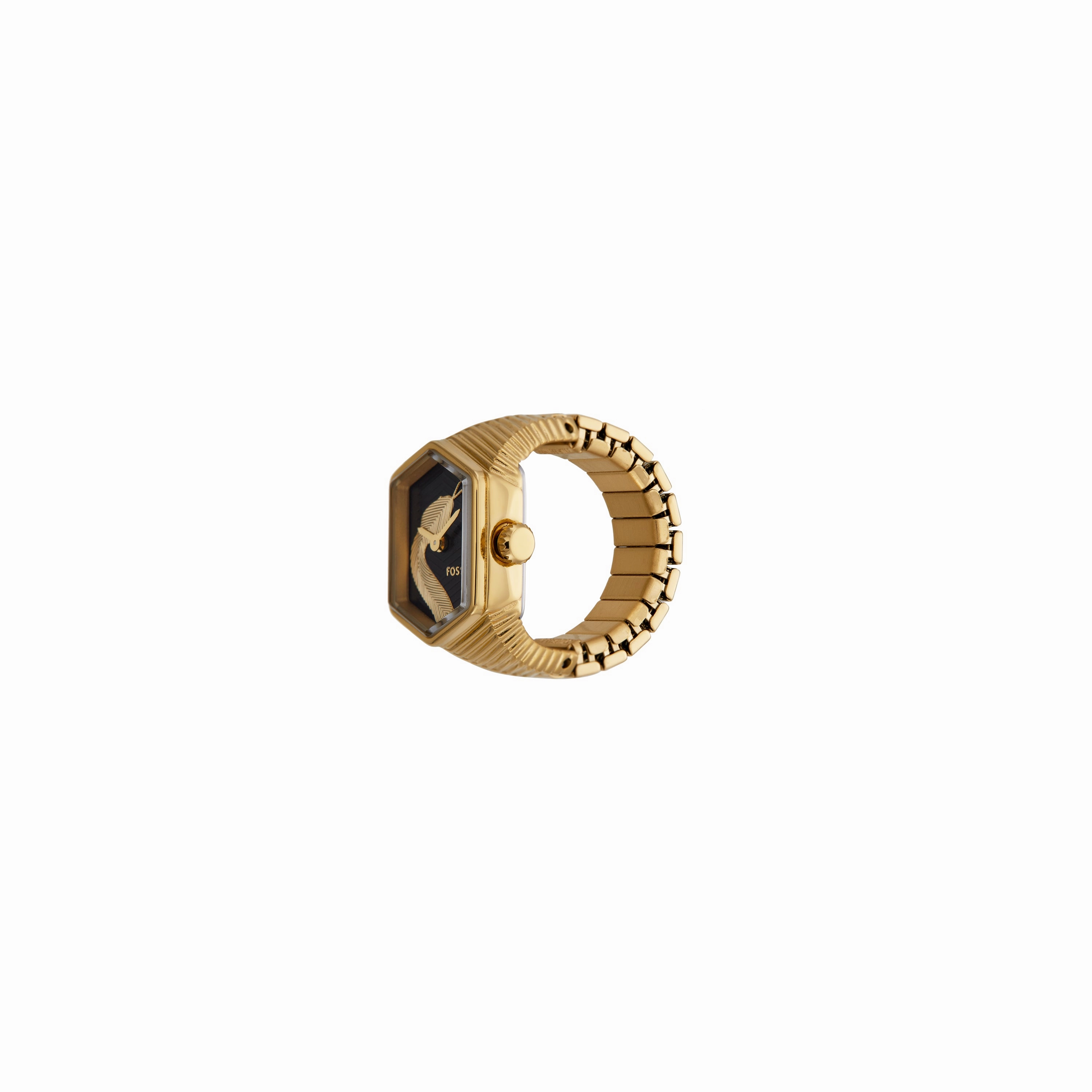Fossil Two-Hand Gold Stainless Steel Ring Watch ES5382