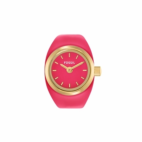 Fossil Two-Hand Pink Dial Stainless Steel Ring Watch ES5414
