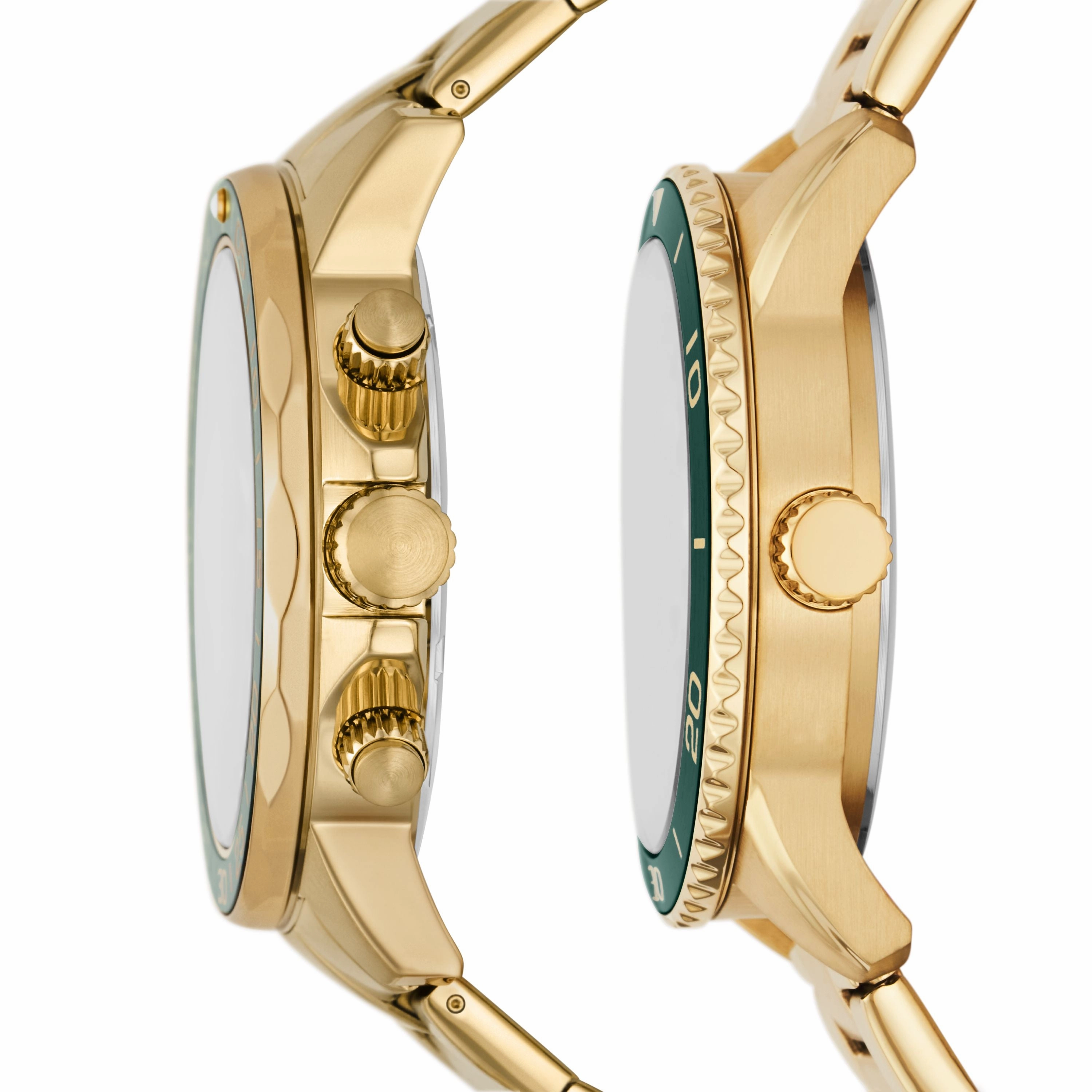 Fossil Unisex His and Hers Multifunction, Gold-Tone Stainless Steel Watch Set